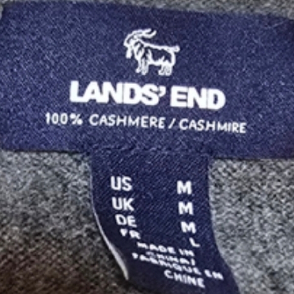 Lands' End Gray V-Neck Sweater Classic Knit - Picture 3 of 3